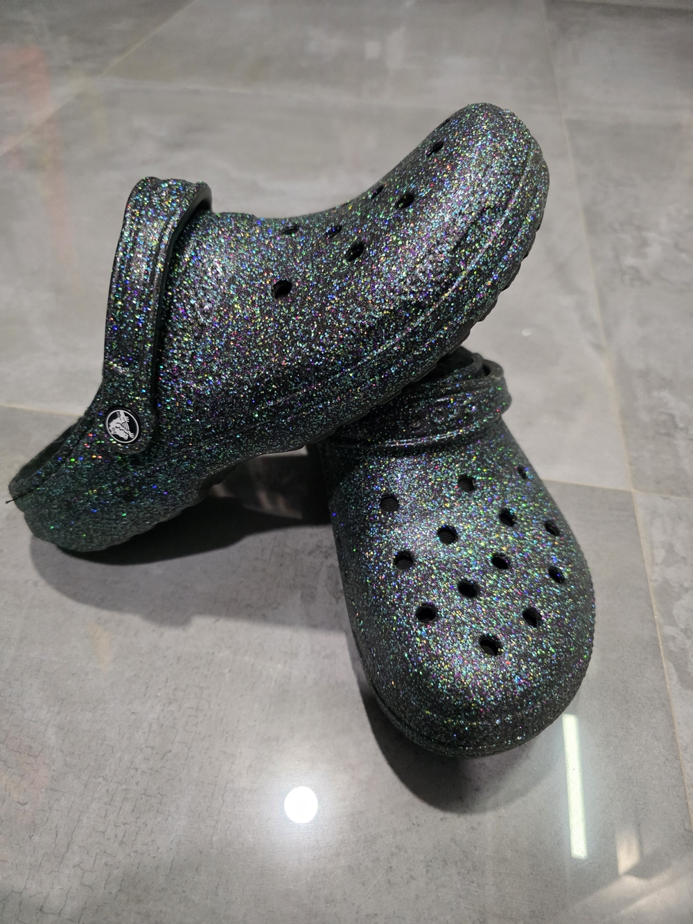 Crocs Glitter Clog Sandals - Black Multi Sparkle